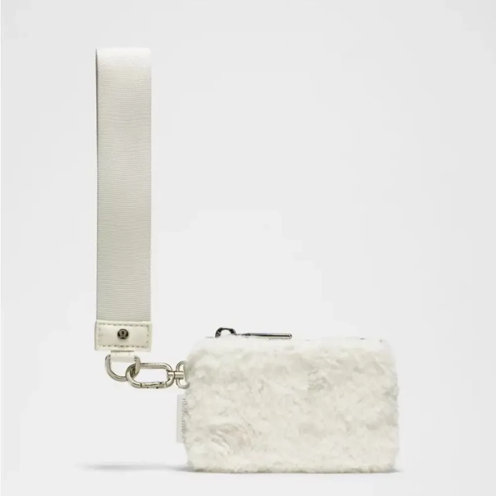 NWT Lululemon Athletica Dual‎ Pouch Wristlet Studded Bone/Silver RARE
